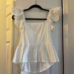 White tie back blouse